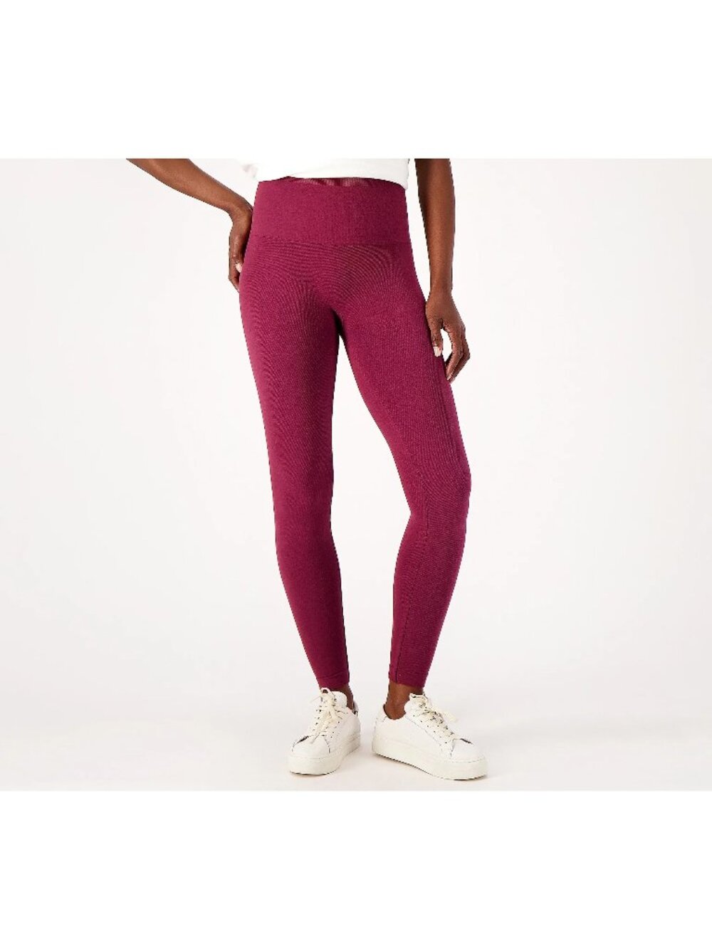 Breezies Legging Medium Seamless Cotton Pull On High Rise Zinfandel Active NEW